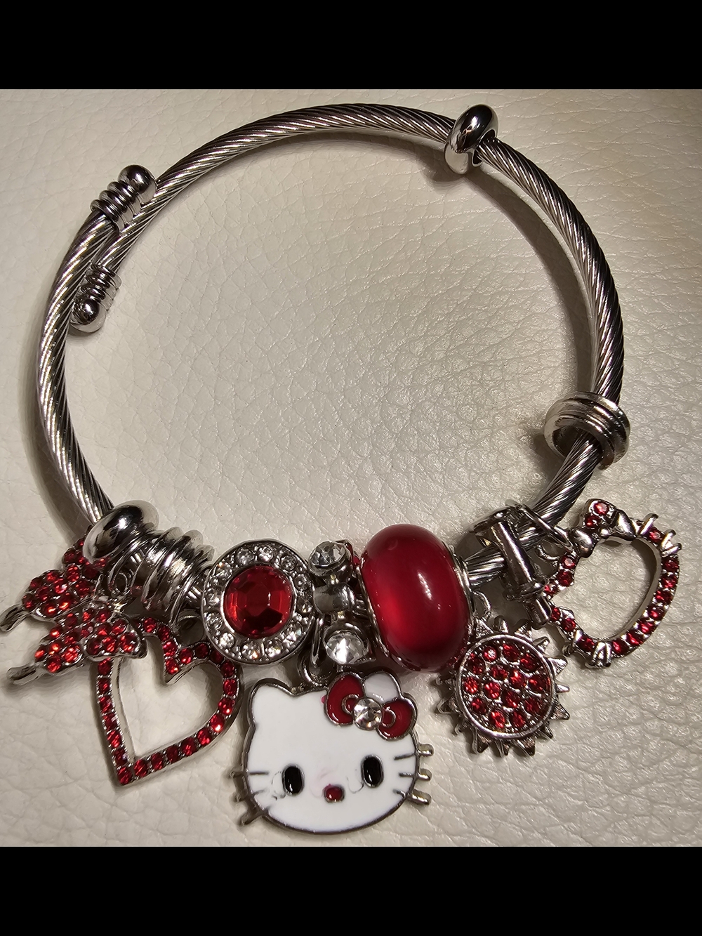 Hello Kitty Red Charm Bangle Bracelet